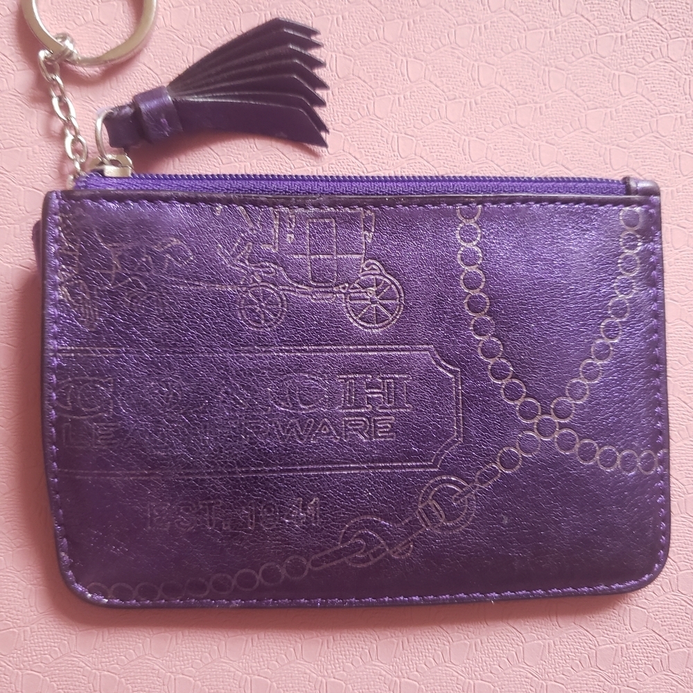 Coach Y2K Metallic Purple Small Coin Card Wallet with Tassel - Picture 3 of 10
